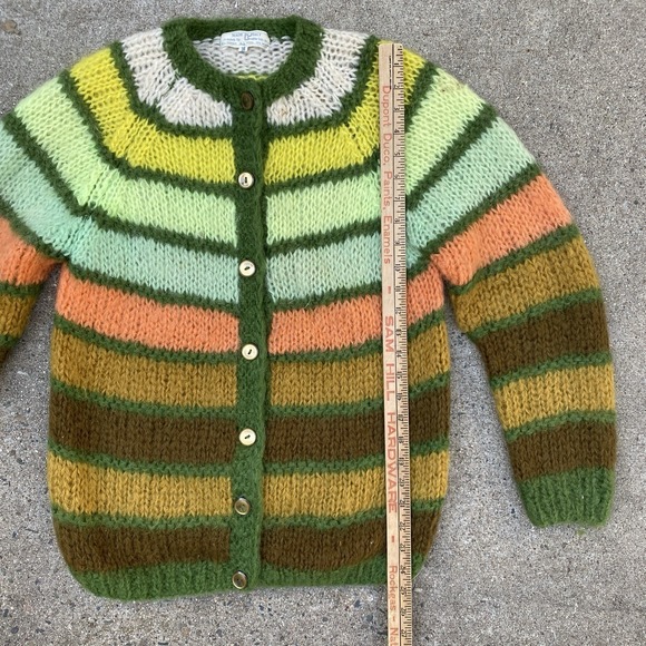 Vintage 50s 60s Mohair Cardigan Women Made in Italy Size 38 M/L Pastel Striped - Picture 5 of 9